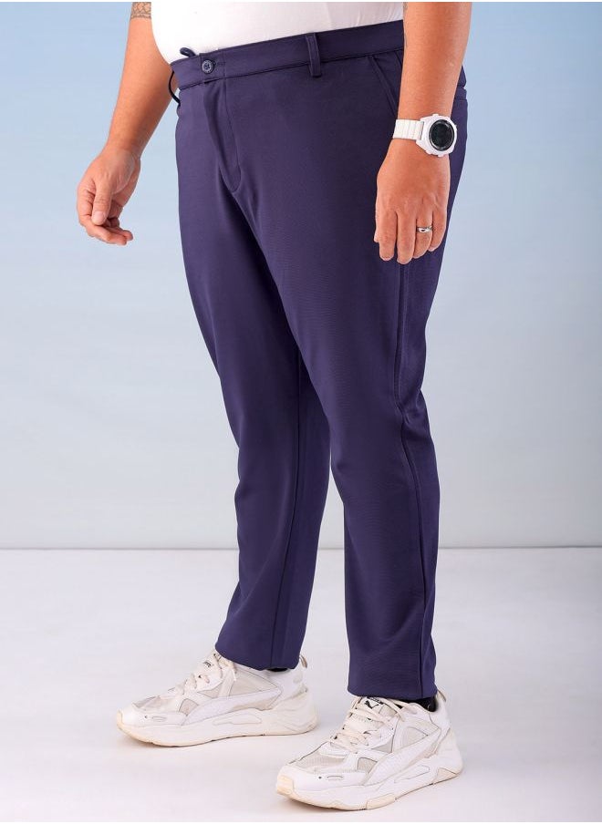 Men Plus Size Regular Fit Self Design Mid-Rise Stretchable Chino Joggers
