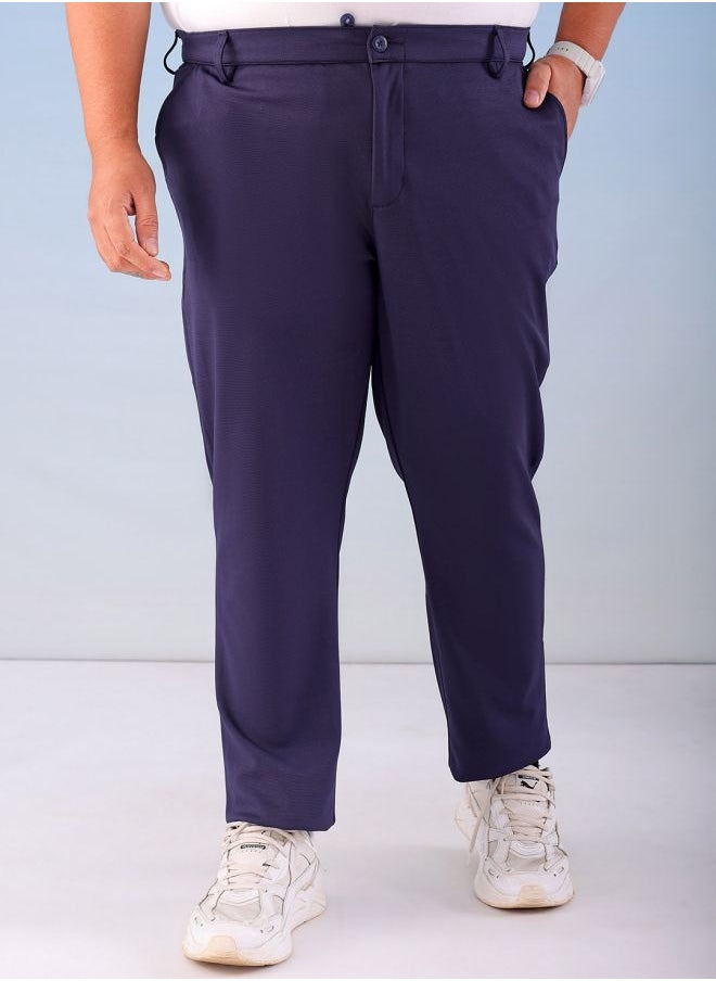 Men Plus Size Regular Fit Self Design Mid-Rise Stretchable Chino Joggers