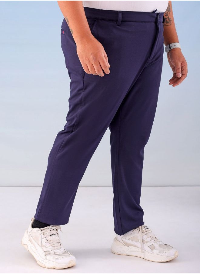 Men Plus Size Regular Fit Self Design Mid-Rise Stretchable Chino Joggers