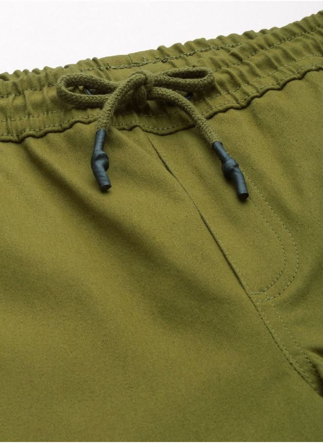 Men Slim Fit Solid Mid-Rise Stretchable Chino Joggers