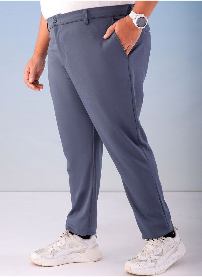 Men Plus Size Regular Fit Self Design Mid-Rise Stretchable Chino Joggers