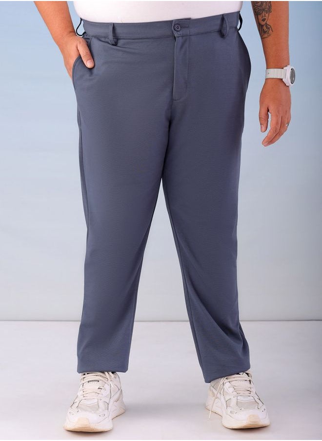 Men Plus Size Regular Fit Self Design Mid-Rise Stretchable Chino Joggers