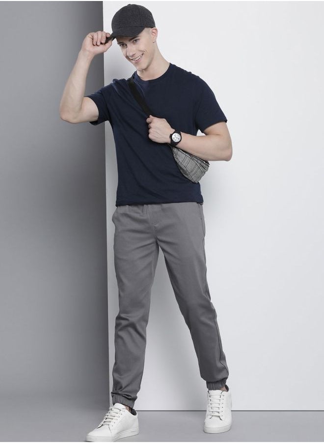 Men Slim Fit Solid Mid-Rise Stretchable Chino Joggers
