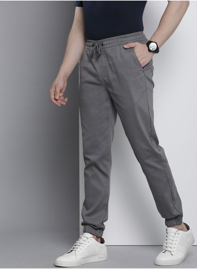 Men Slim Fit Solid Mid-Rise Stretchable Chino Joggers