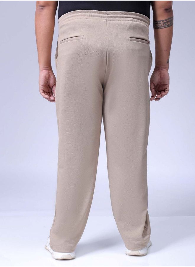 Men Plus Size Relaxed Fit Textured Mid-Rise Stretchable Joggers