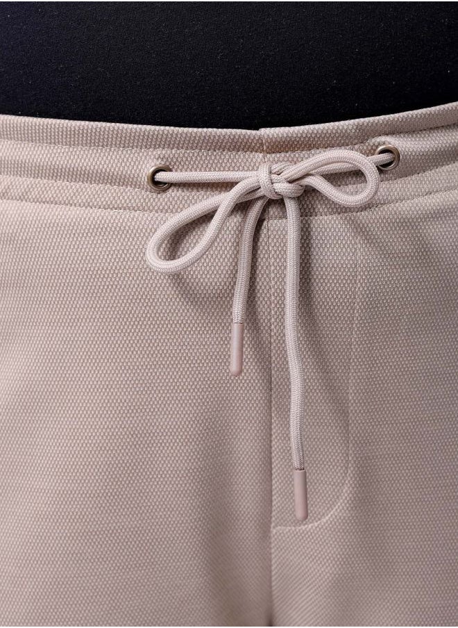 Men Plus Size Relaxed Fit Textured Mid-Rise Stretchable Joggers