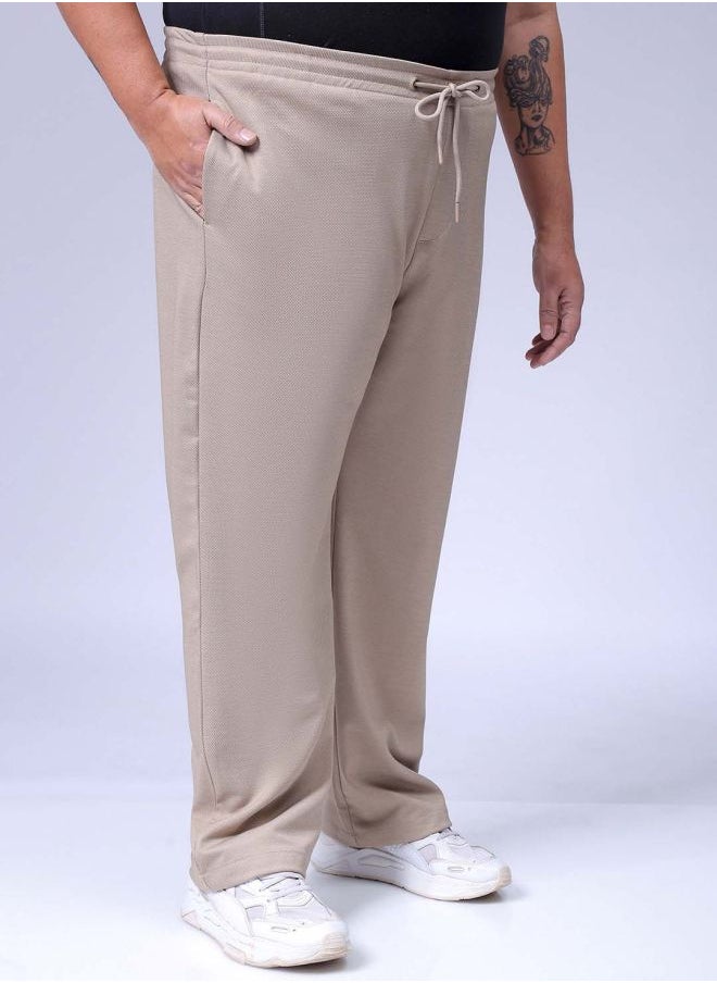 Men Plus Size Relaxed Fit Textured Mid-Rise Stretchable Joggers