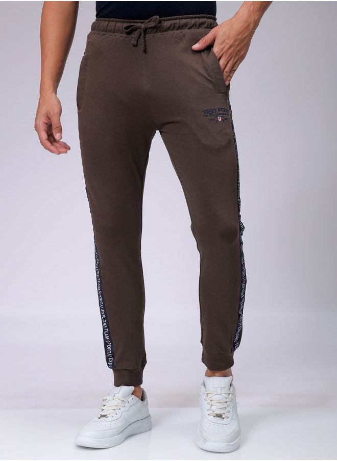 Men Slim Fit Solid Mid-Rise Stretchable Knitted Jogger Trousers