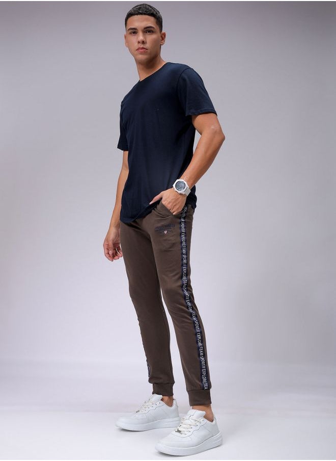 Men Slim Fit Solid Mid-Rise Stretchable Knitted Jogger Trousers