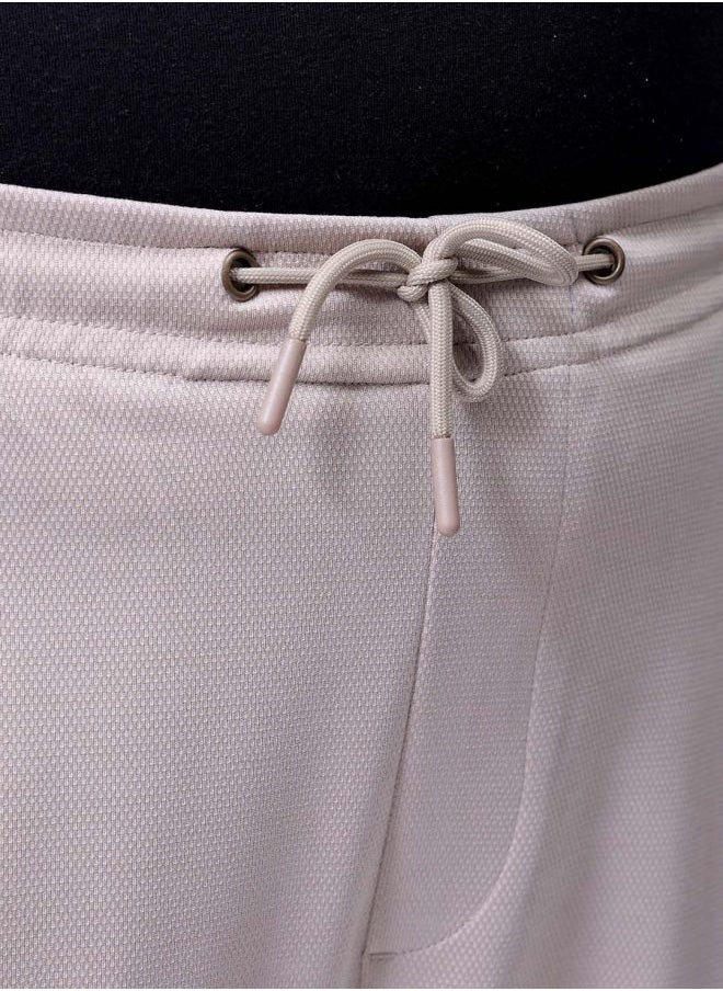Men Plus Size Relaxed Fit Textured Mid-Rise Stretchable Joggers