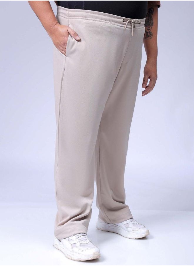 Men Plus Size Relaxed Fit Textured Mid-Rise Stretchable Joggers