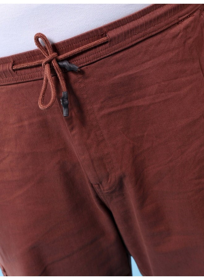 Rustic Brown Men Plus Fit Casual Solid Regular Joggers
