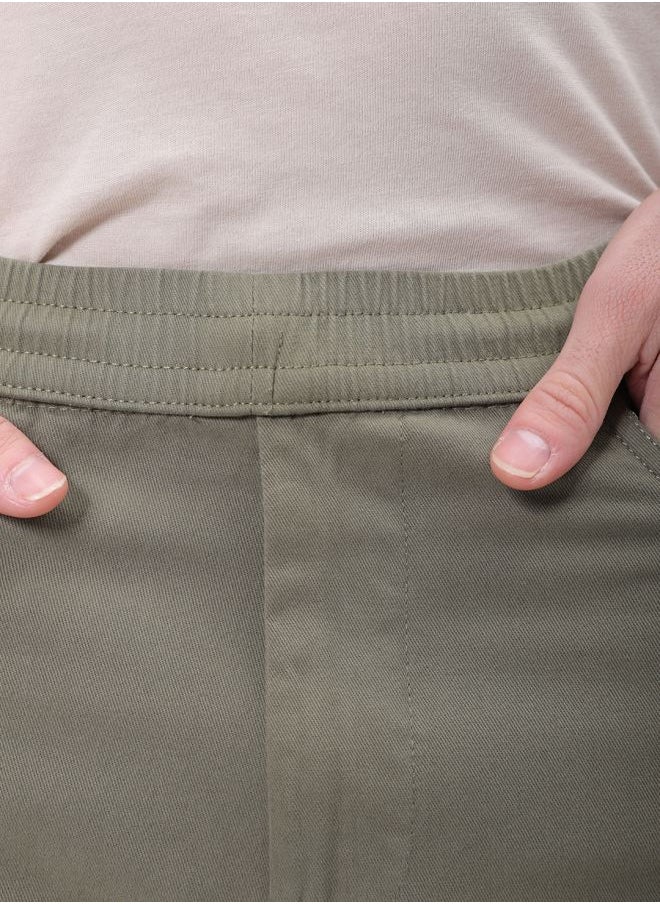 Men Slim Fit Solid Mid-Rise Elasticated Linen Jogger Trouser