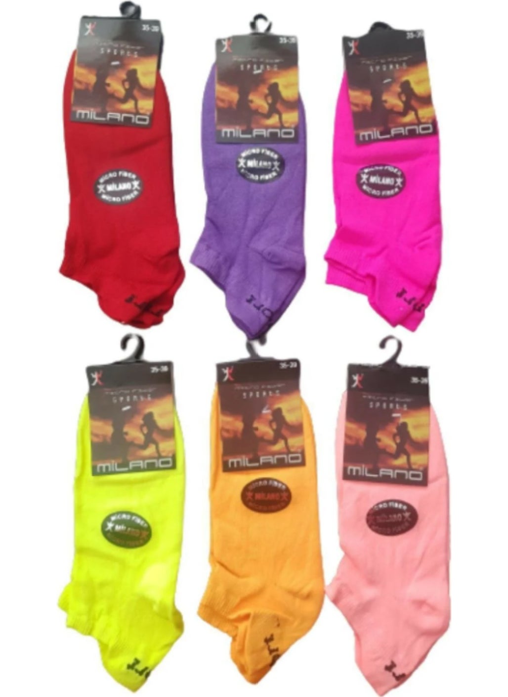 6 Pairs of Multicolored Booties Socks