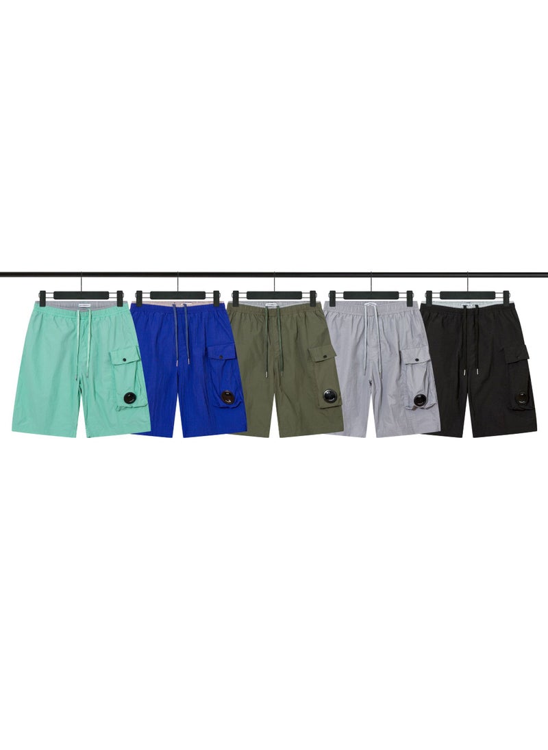 Summer Streetwear Dual-Pocket Waterproof Shorts Army Green