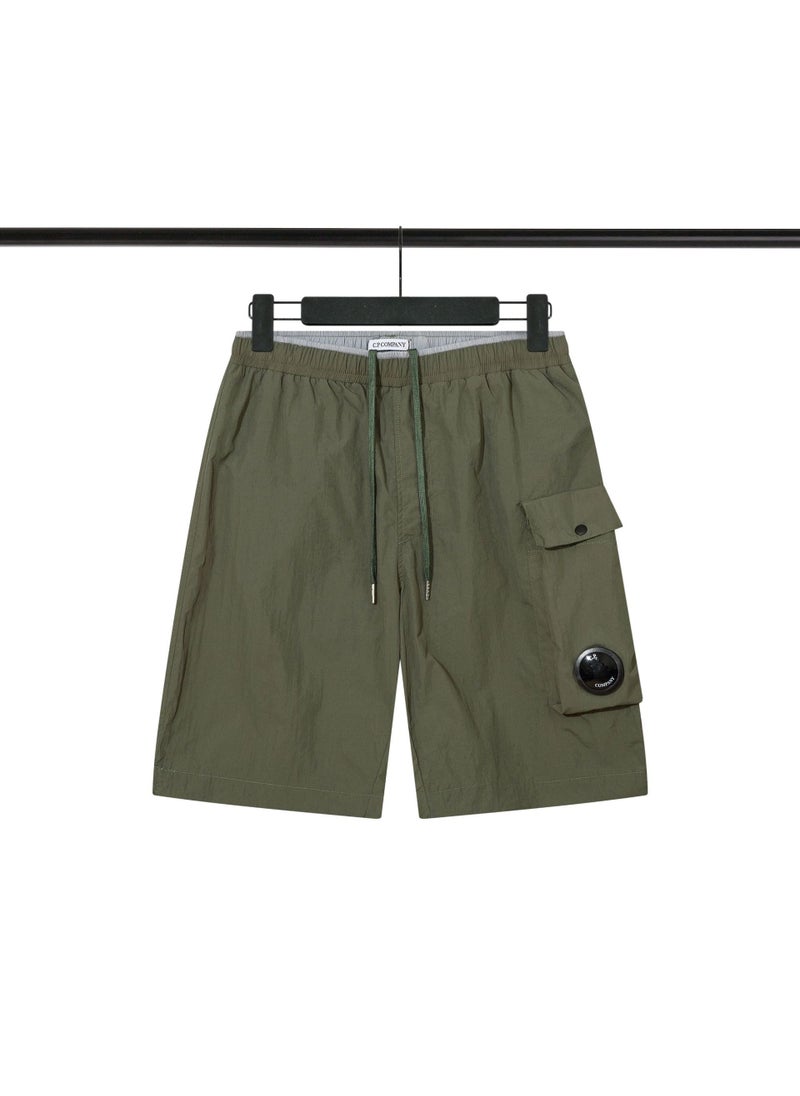 Summer Streetwear Dual-Pocket Waterproof Shorts Army Green