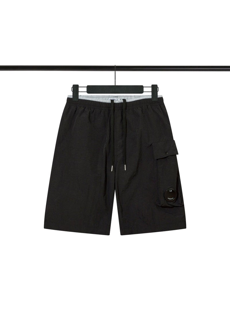Summer Streetwear Dual-Pocket Waterproof Shorts Black