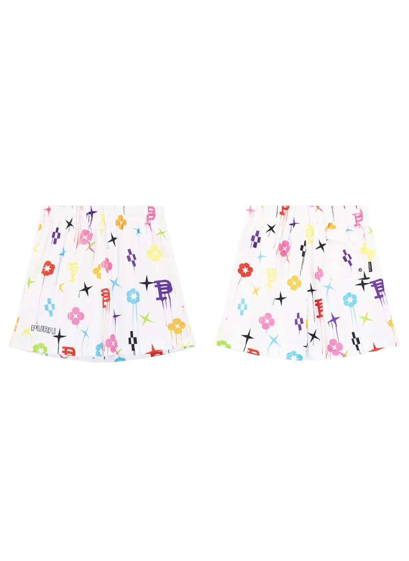 New Purple Brand Logo Print Casual Shorts White