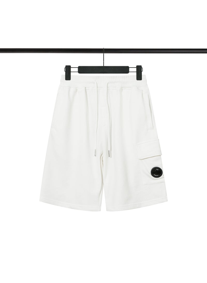 CP COMPANY Inspired Mirror Lens Unisex Casual Shorts White