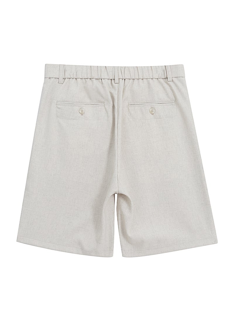 Summer Cotton Linen Casual Shorts for Men Khaki