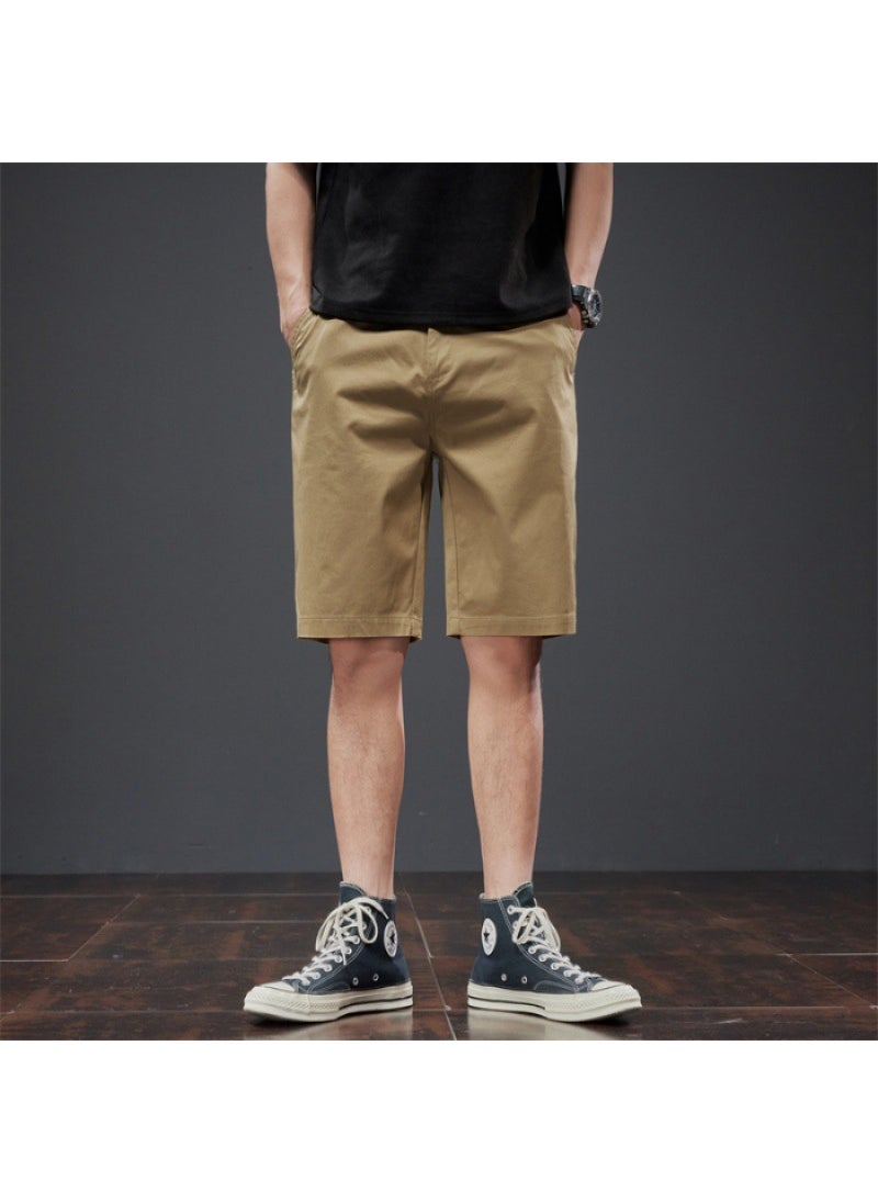 Summer Loose-fit Shorts For Men Casual Trendy Outer Wear Pure Cotton Khaki Color Lightweight Breathable Short Pants Black