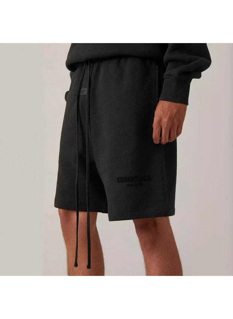 Fleece Lined Street Style Sporty Five Inch Shorts for Women Casual Comfortable Breathable Cotton Pants with mid Stretch Black (fleece-lined)