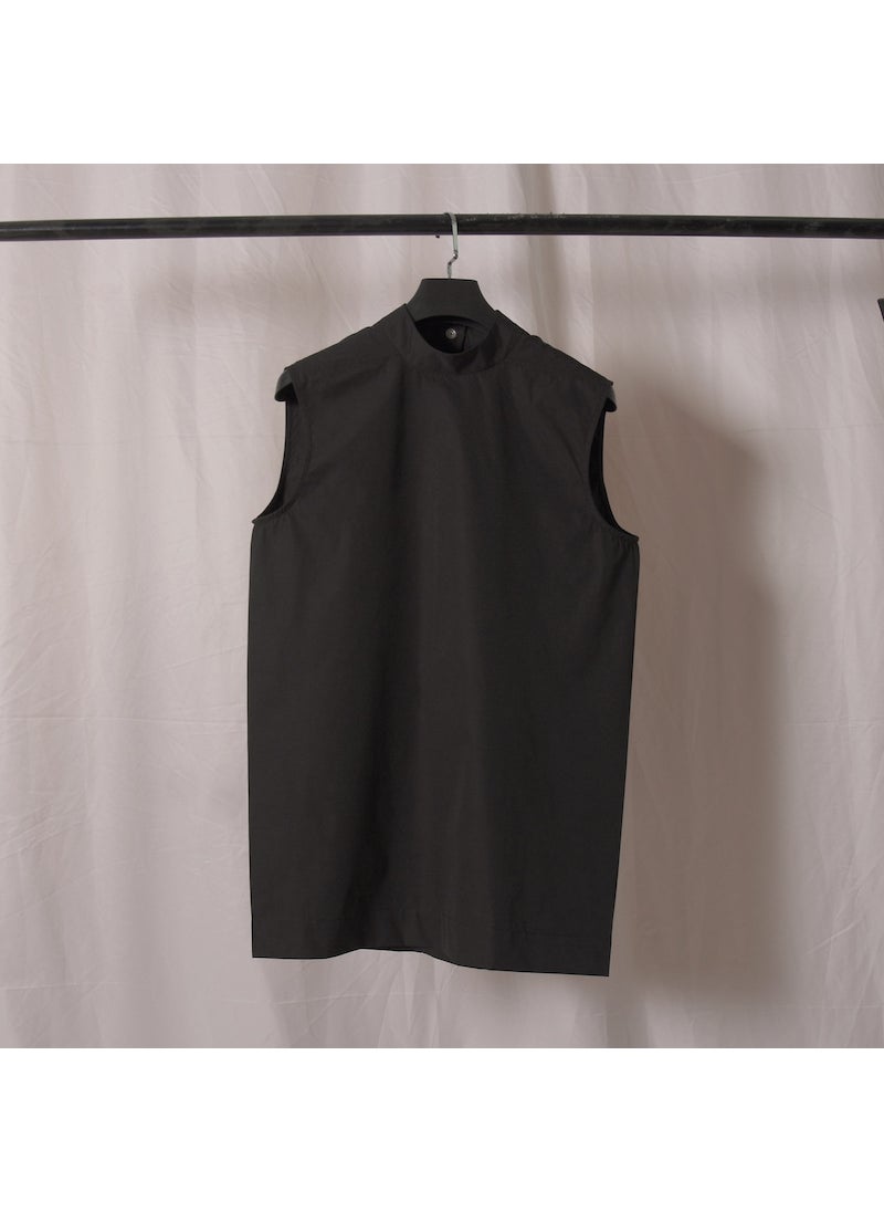 New Professional Mens Sleeveless Workwear Vest Fashionable No Stretch Yamamoto Style Summer Thin Polyester Blend Casual Top Black