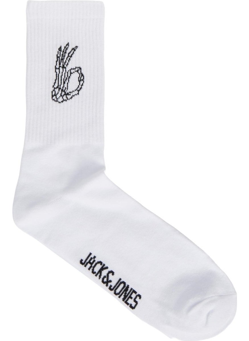 Jacrock And Roll Tennis Socks 3 Pack Unisex White Socks 12242140-White