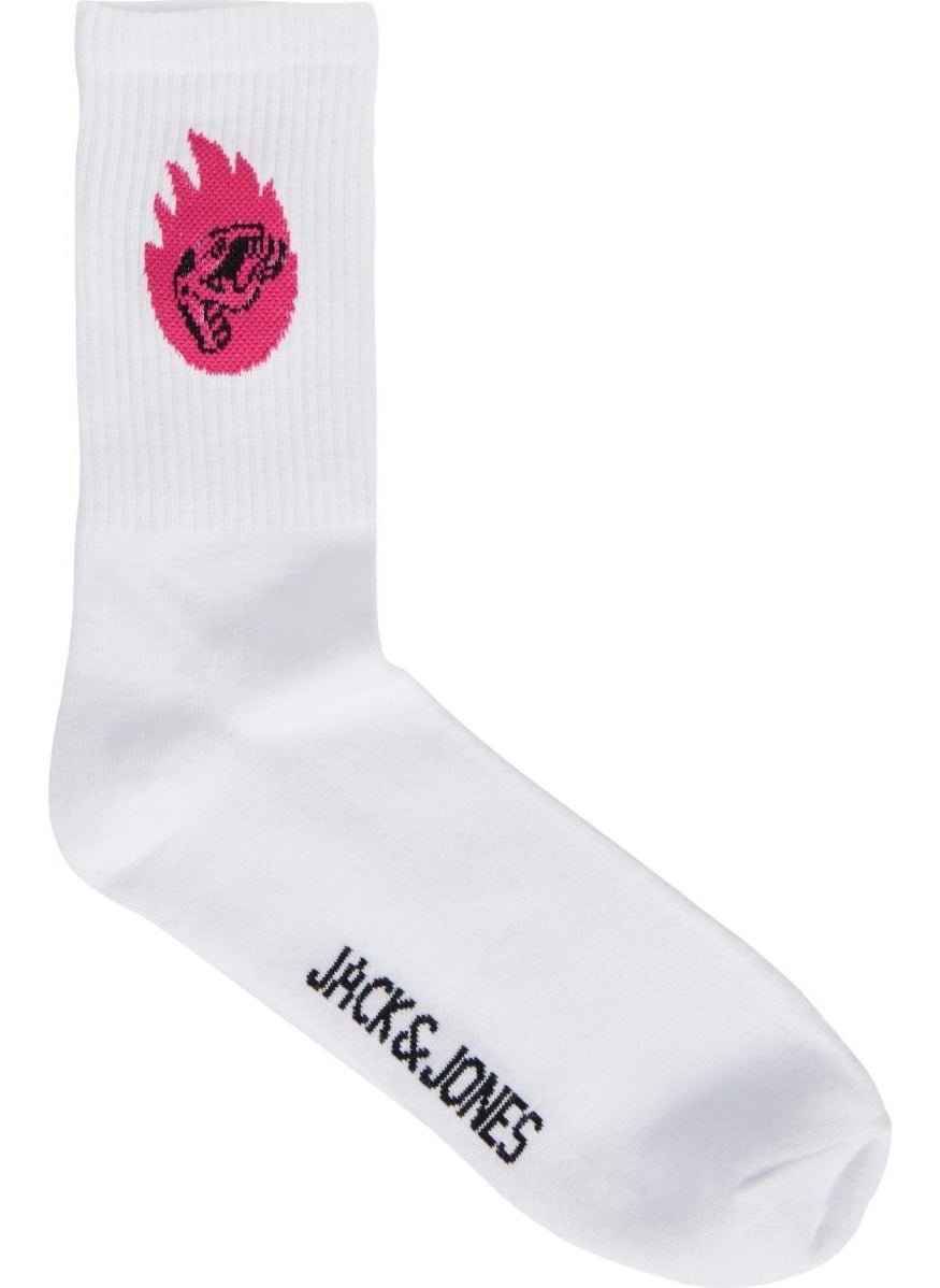 Jacrock And Roll Tennis Socks 3 Pack Unisex White Socks 12242140-White