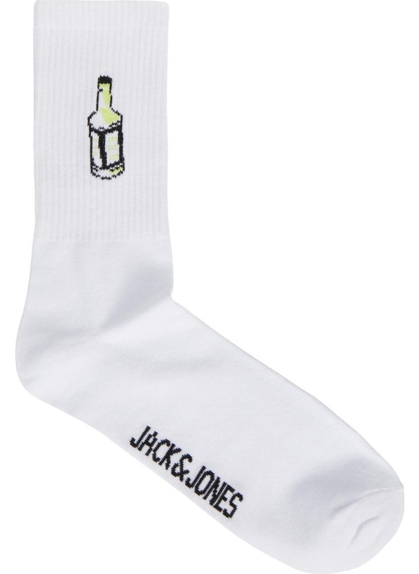 Jacrock And Roll Tennis Socks 3 Pack Unisex White Socks 12242140-White