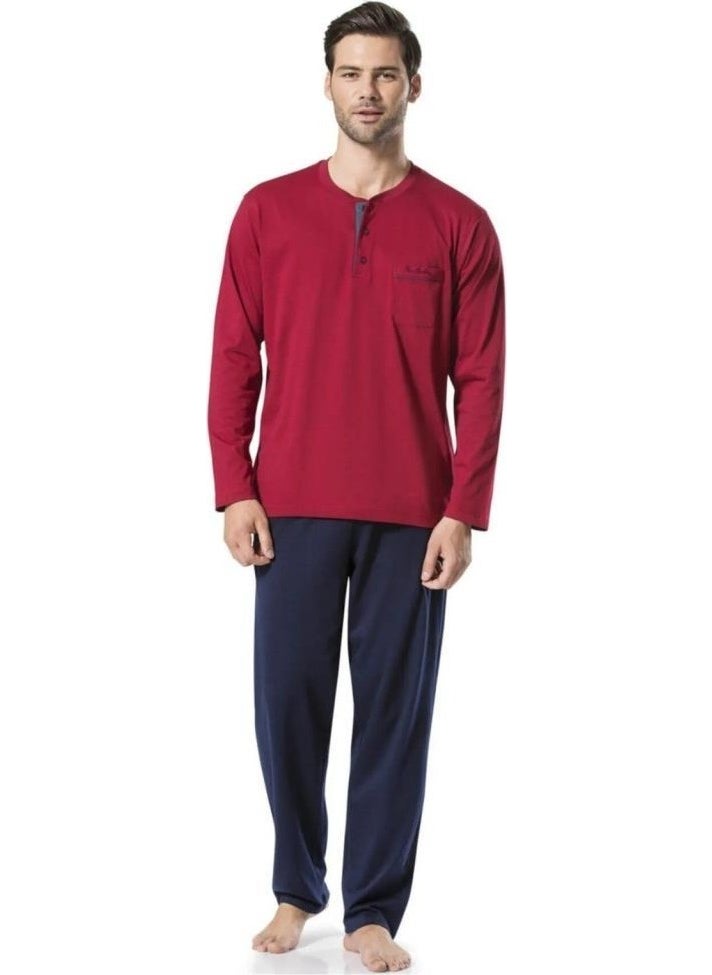 5560 Claret Red Groom Suit and Suit 5 Piece Pajama Set