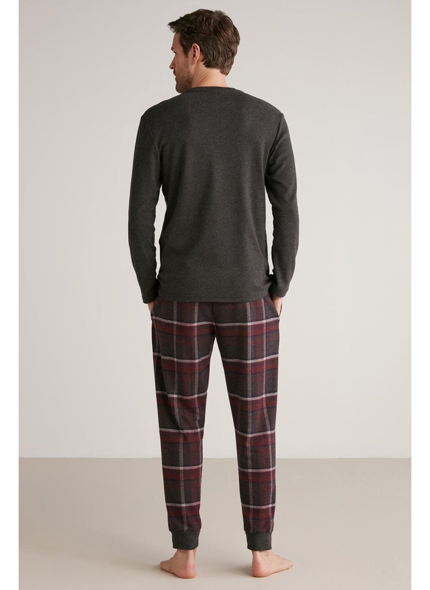 Long Sleeve Plaid Men's Pajama Set M612
