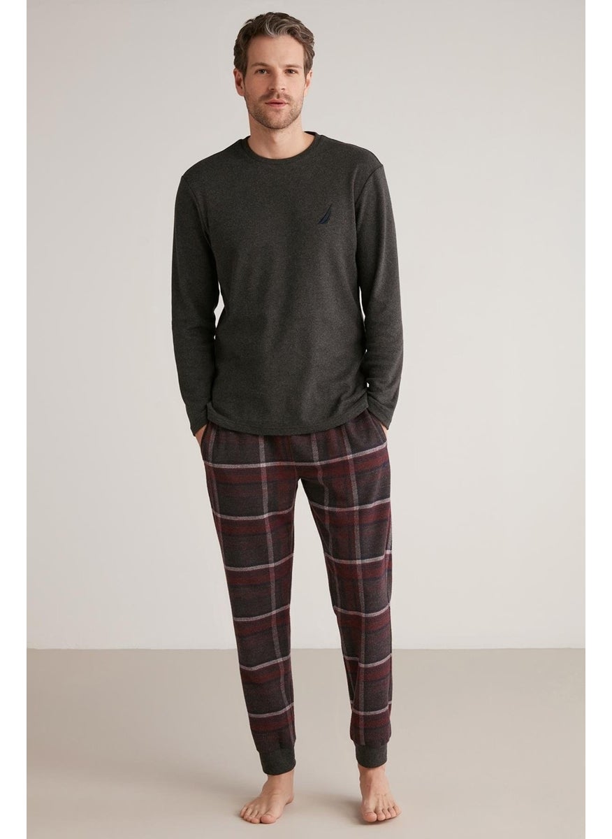 Long Sleeve Plaid Men's Pajama Set M612