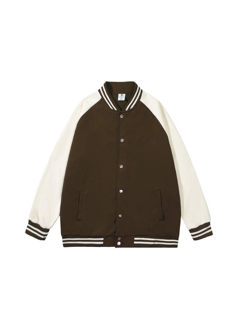 Unisex Baseball Jacket Casual Custom Logo Mocha