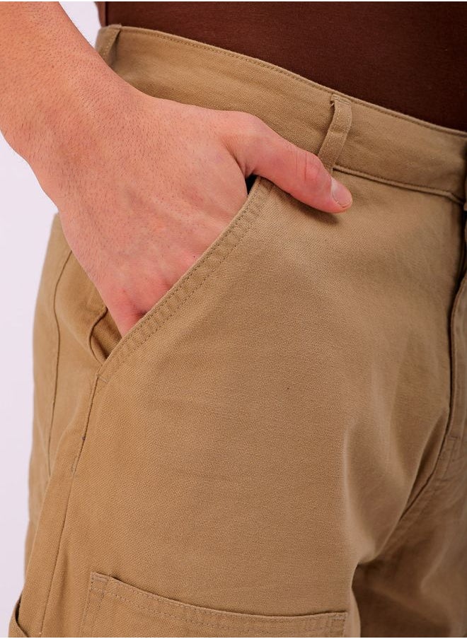 Men Relaxed Fit Patched Mid-Rise Carpenter Utility Cargo Shorts