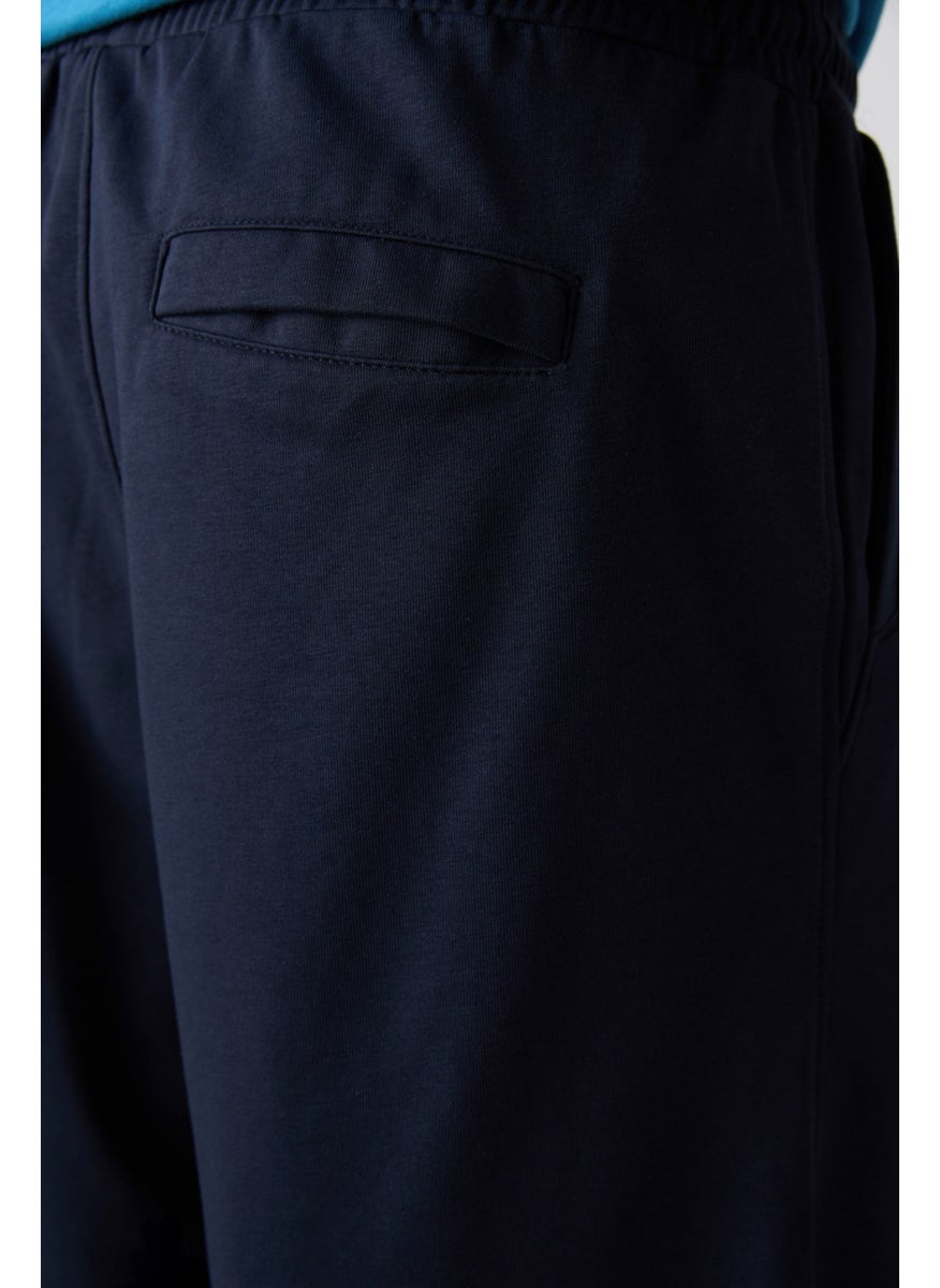 Navy Blue Cotton Thick Soft Texture Comfort Fit Basic Men's Shorts - 81261