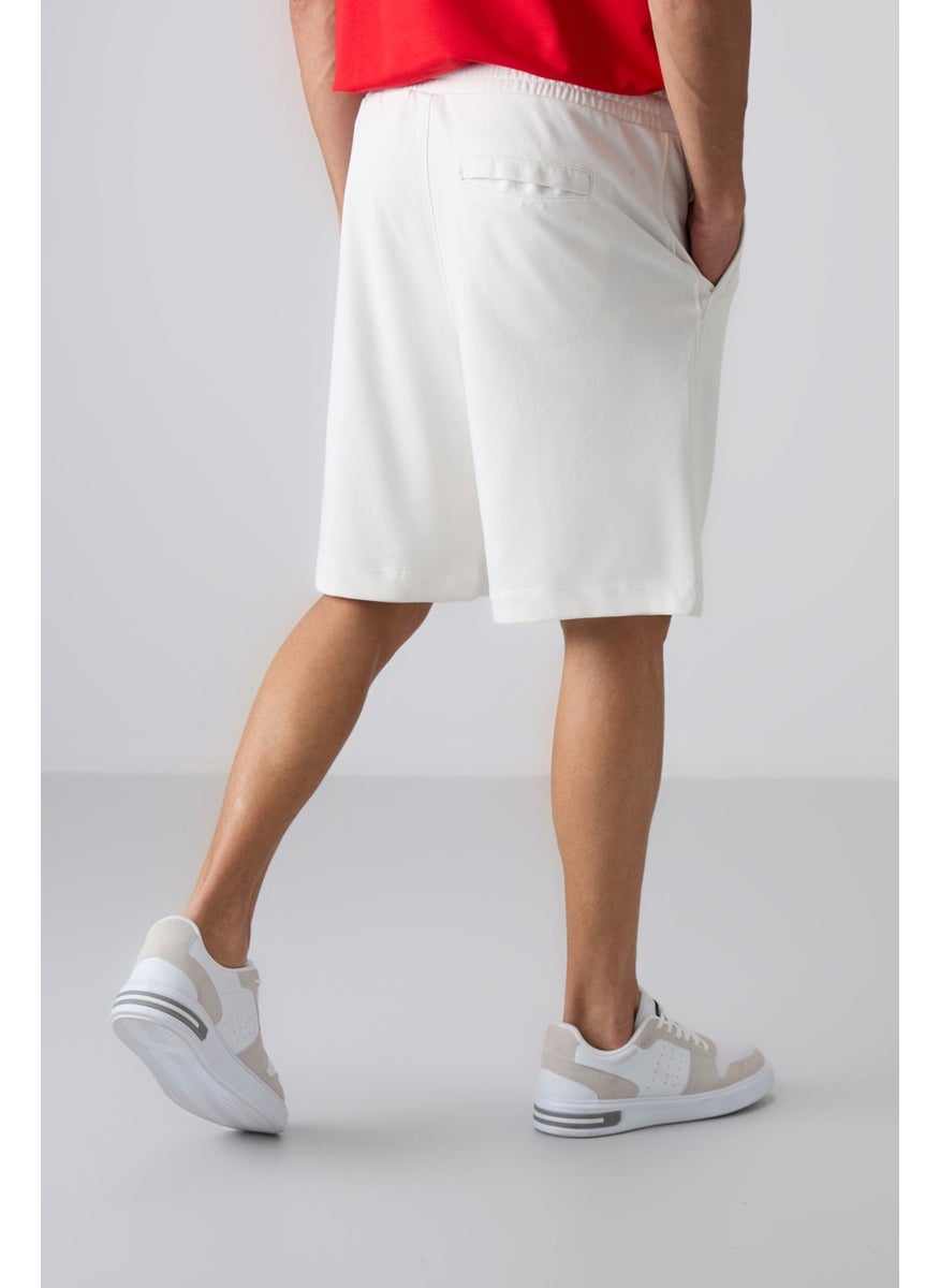 Ecru Cotton Thick Soft Texture Comfort Fit Basic Men's Shorts - 81261