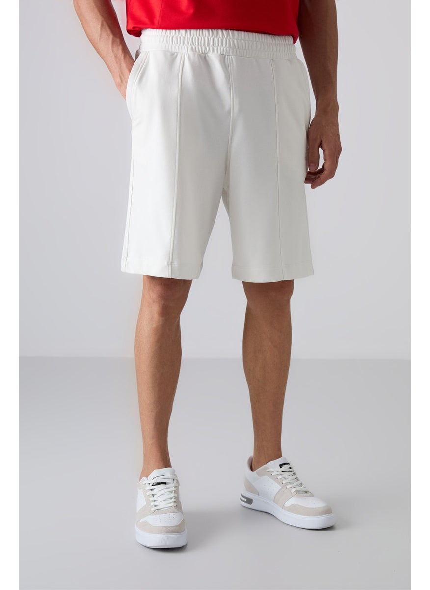 Ecru Cotton Thick Soft Texture Comfort Fit Basic Men's Shorts - 81261