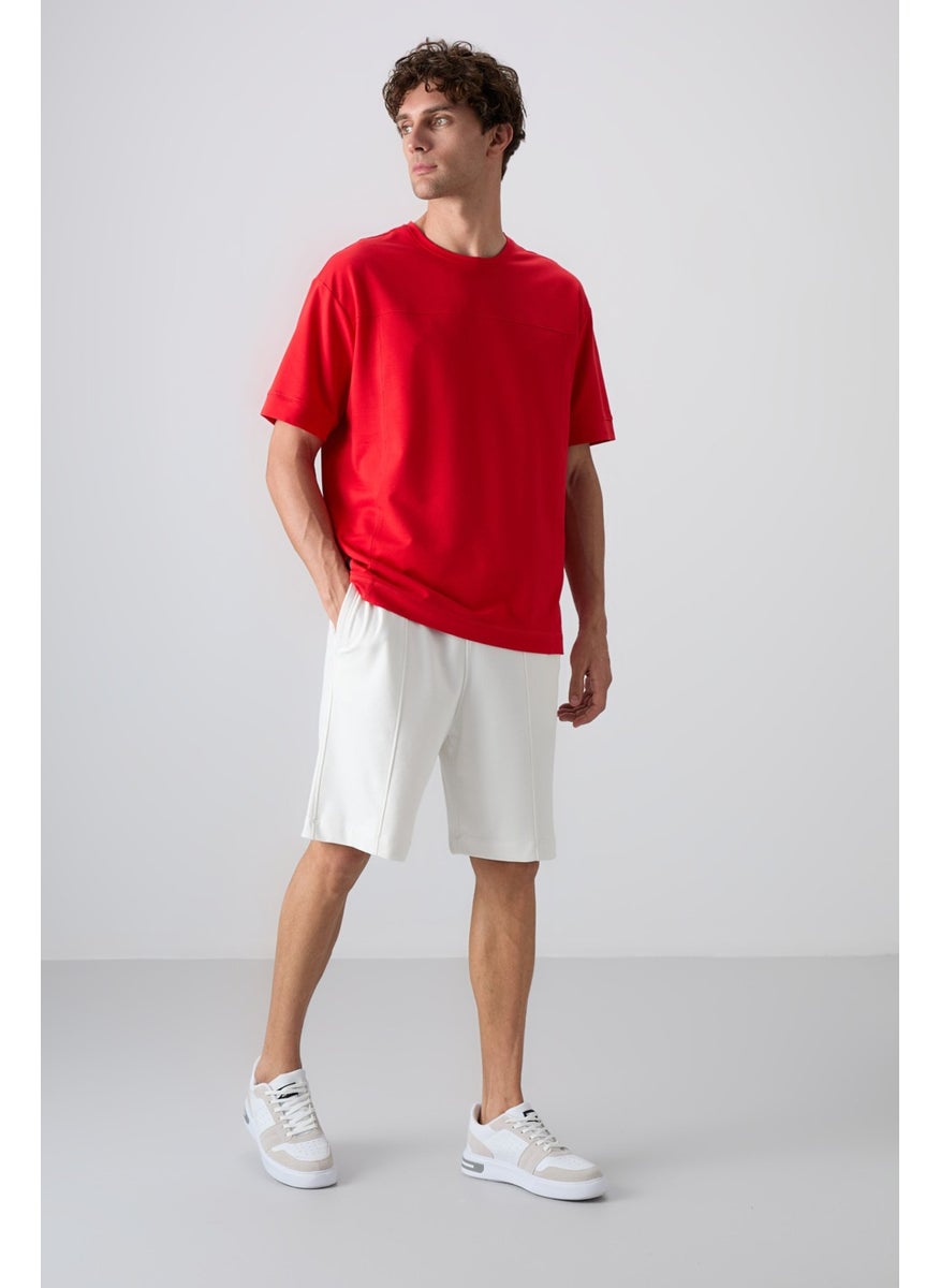 Ecru Cotton Thick Soft Texture Comfort Fit Basic Men's Shorts - 81261
