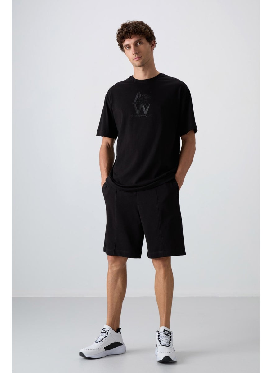 Black Cotton Thick Soft Texture Comfort Fit Basic Men's Shorts - 81261