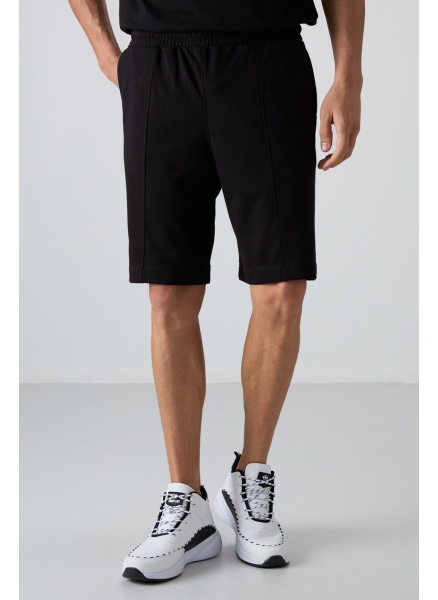 Black Cotton Thick Soft Texture Comfort Fit Basic Men's Shorts - 81261