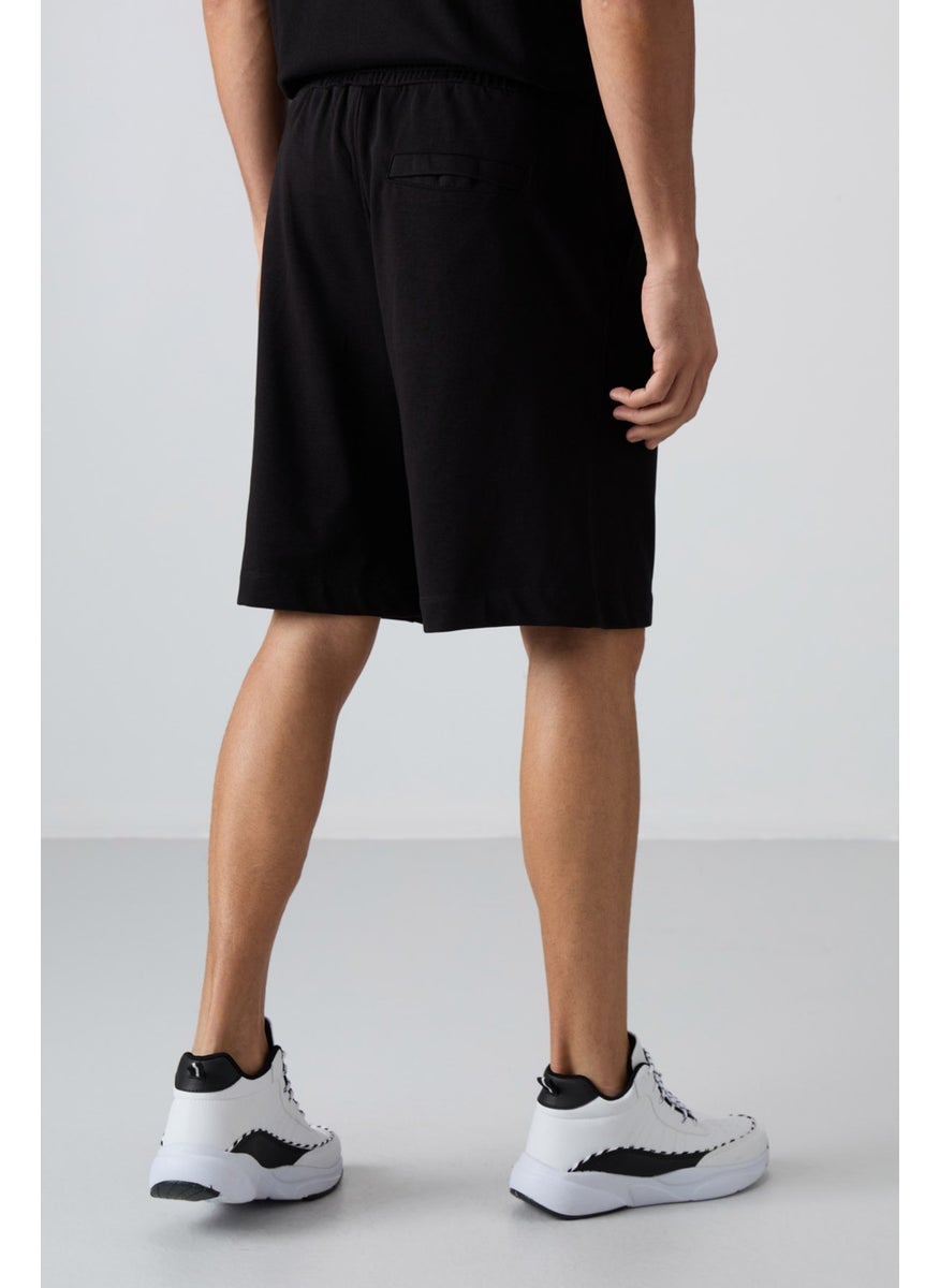 Black Cotton Thick Soft Texture Comfort Fit Basic Men's Shorts - 81261