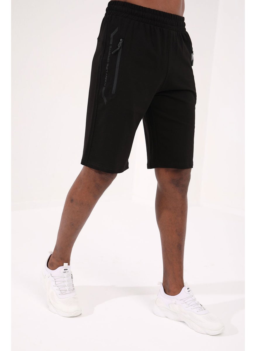 Sport Black Men's Shorts with Text