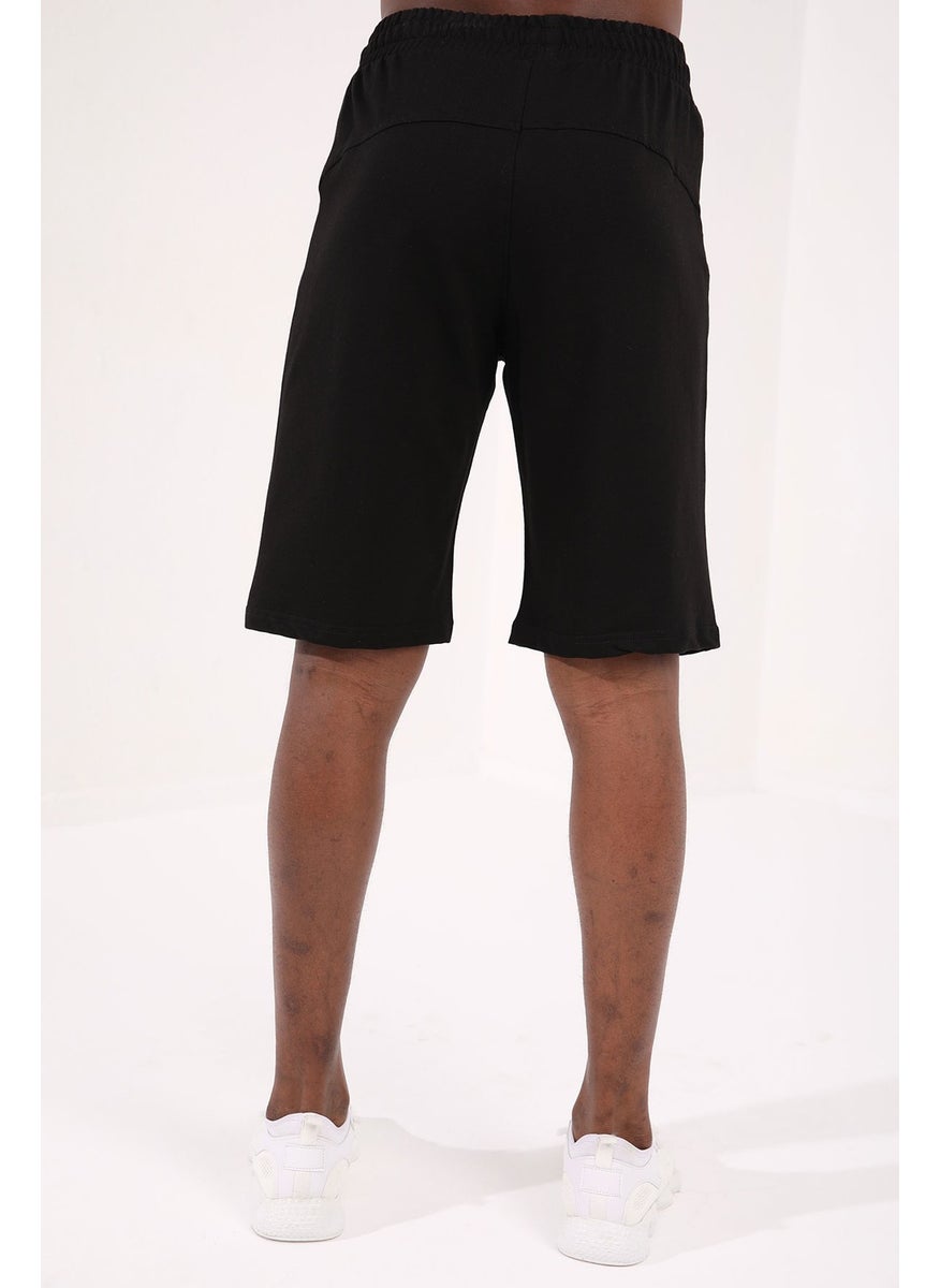 Sport Black Men's Shorts with Text