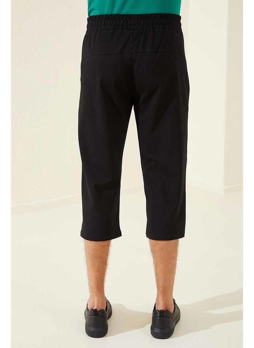 Black Men's Zipper Pocket Standard Fit Classic Leg Capri-83091_01