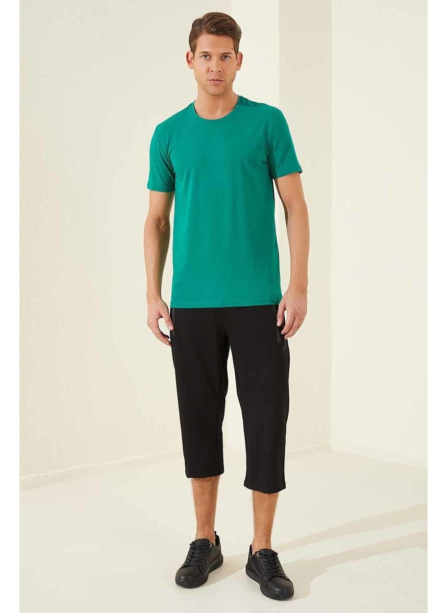 Black Men's Zipper Pocket Standard Fit Classic Leg Capri-83091_01