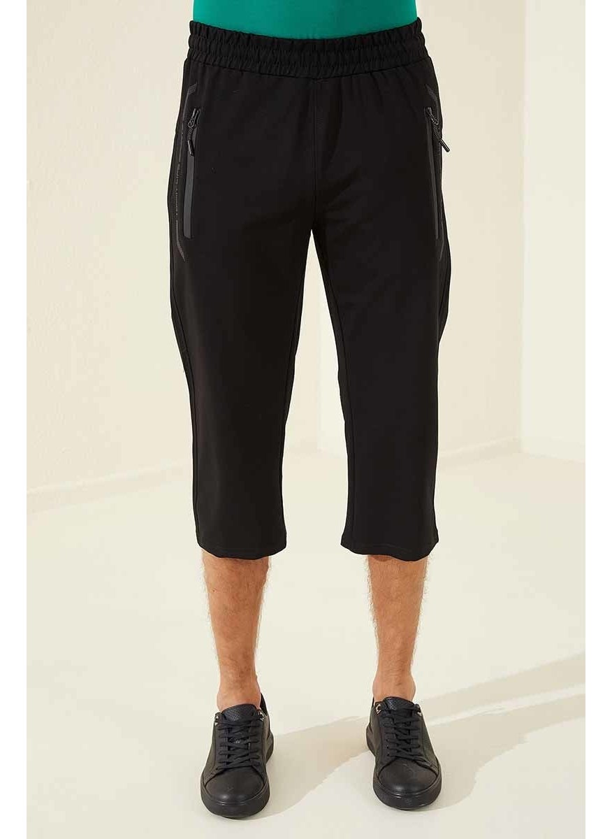 Black Men's Zipper Pocket Standard Fit Classic Leg Capri-83091_01