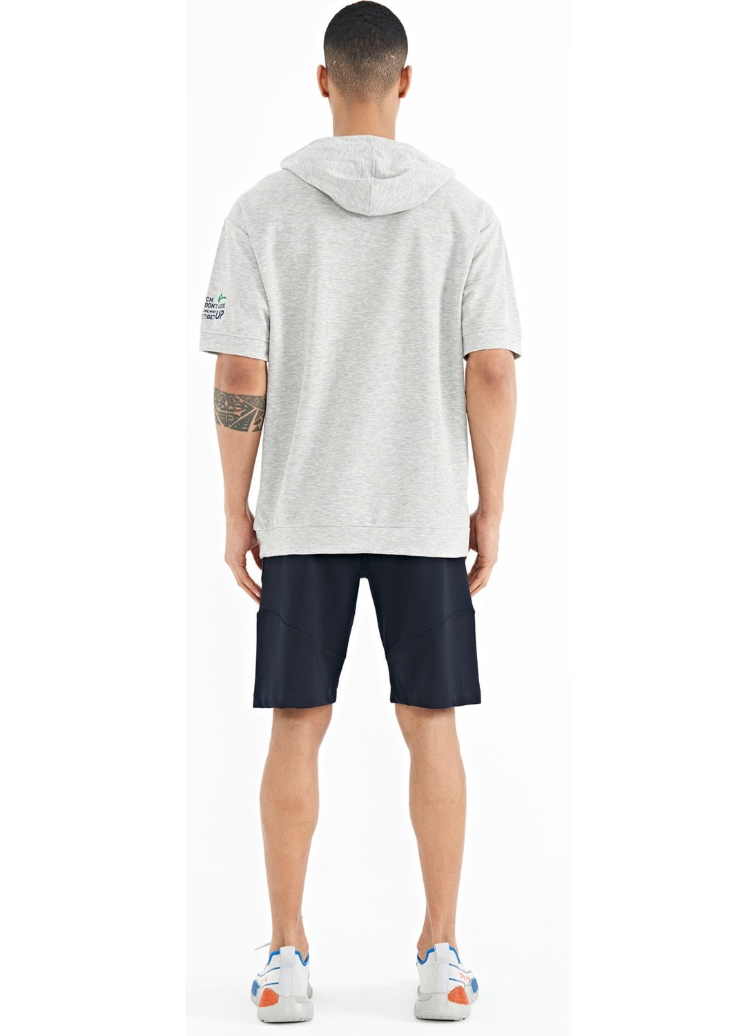Navy Blue Printed Detailed Logo Embroidered Standard Fit Men's Shorts - 81252