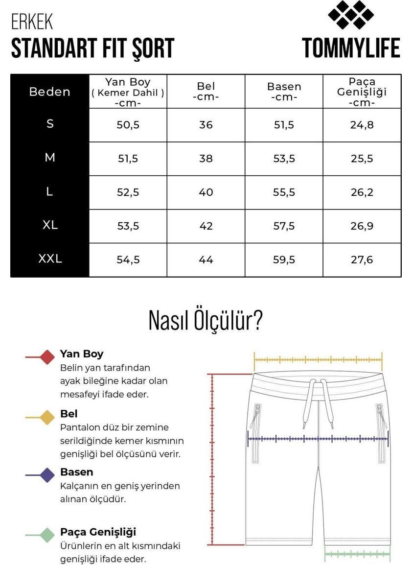 Gray Melange Men's Hidden Zipper Back Pocket Lace-Up Standard Fit Shorts-81136