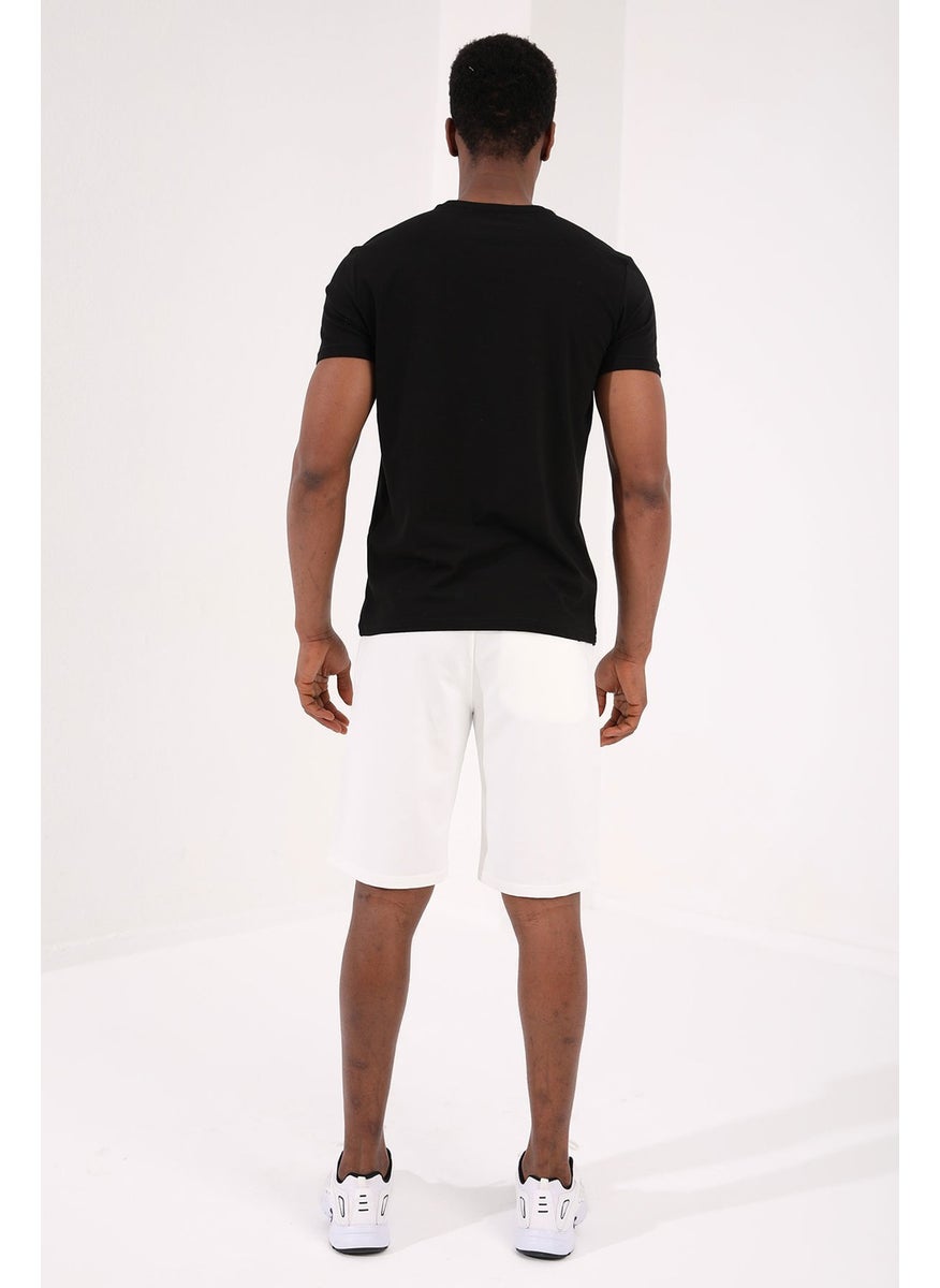 Ecru Men's Hidden Zipper Back Pocket Lace-Up Standard Fit Shorts-81136